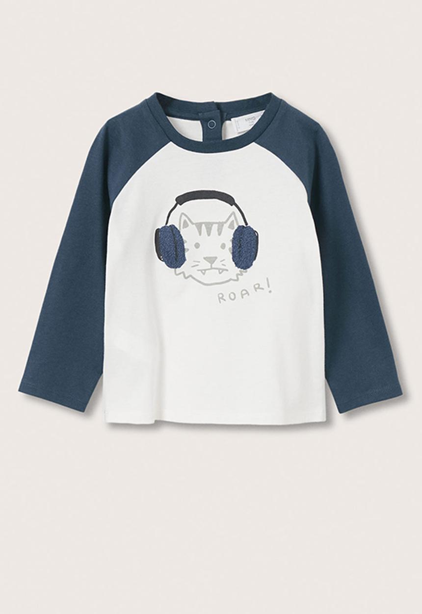 MANGO - T-shirt cascos - white & navy 