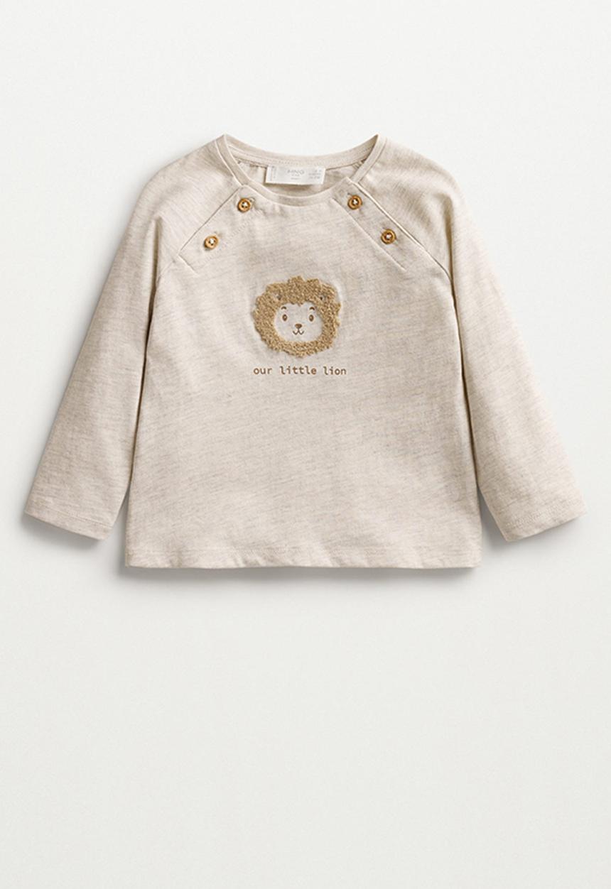 MANGO - T-shirt leo - beige
