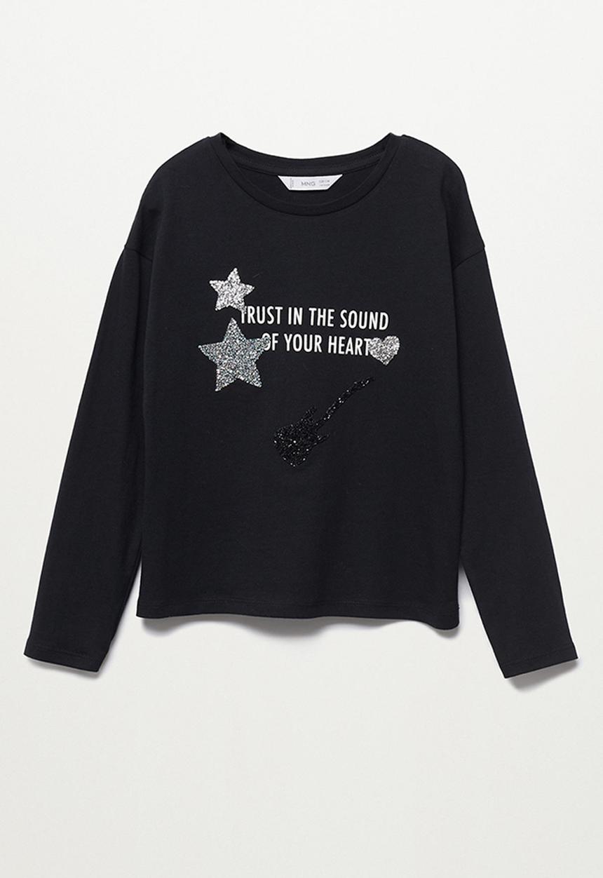 MANGO - T-shirt trust - black