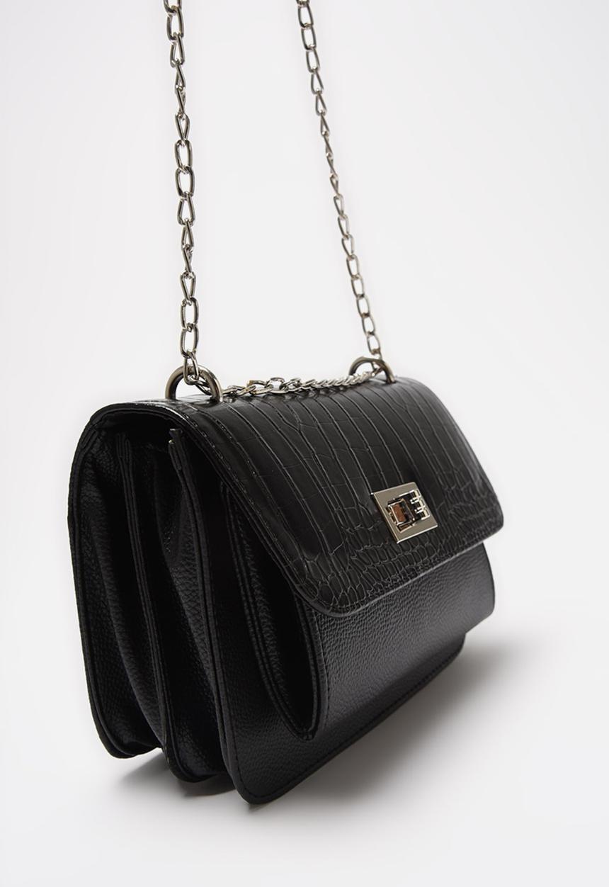 Trendyol - Faux croc detail crossbody bag - black