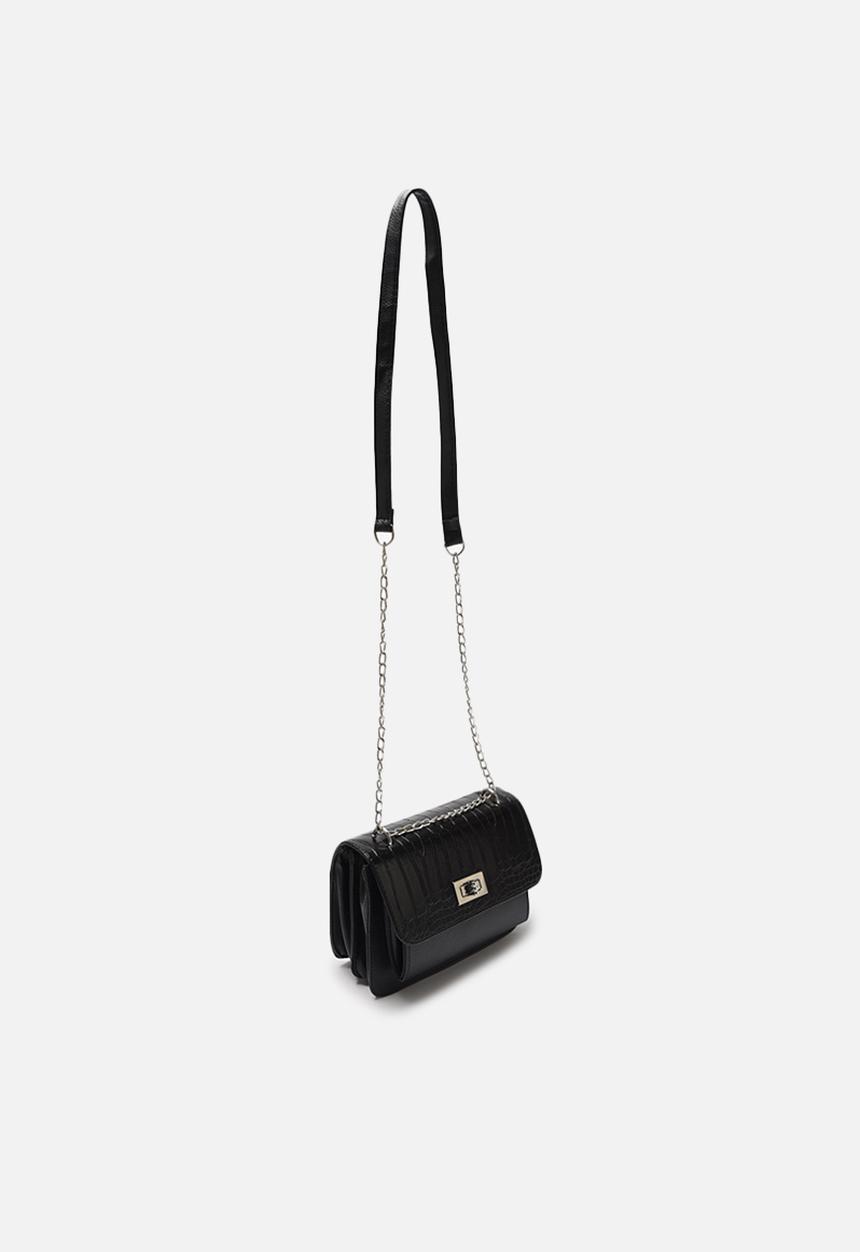 Trendyol - Faux croc detail crossbody bag - black
