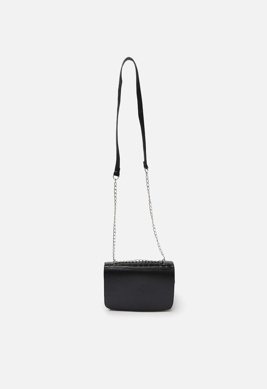 Trendyol - Faux croc detail crossbody bag - black