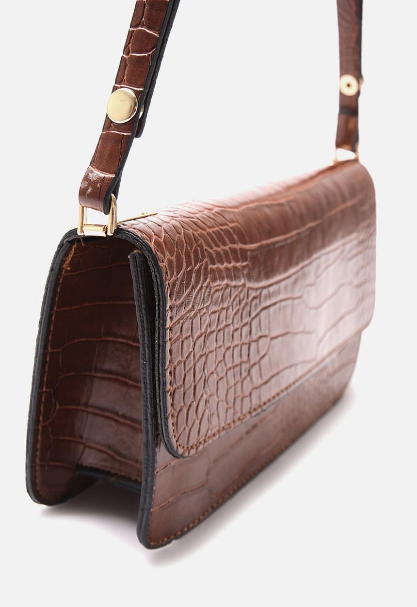 Trendyol - Faux croc underarm bag - tobacco