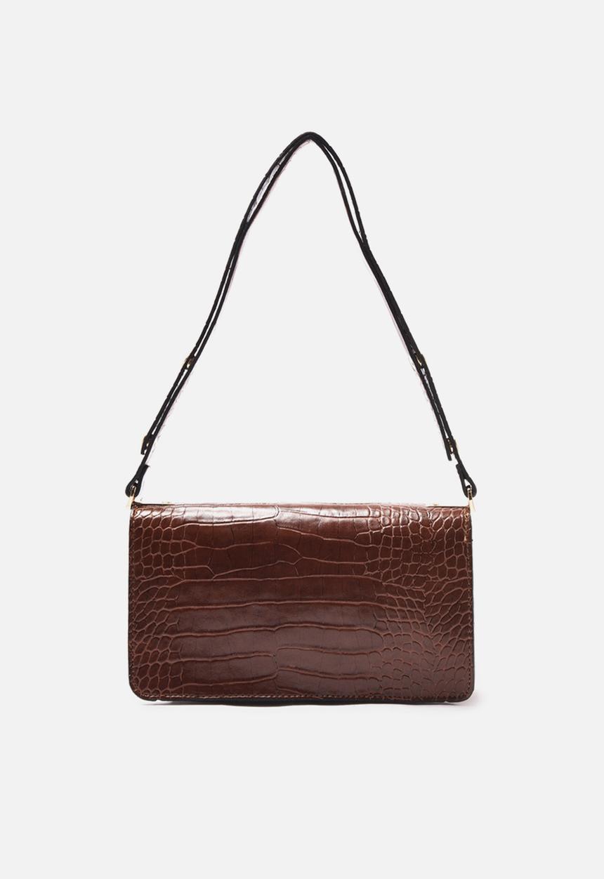 Trendyol - Faux croc underarm bag - tobacco