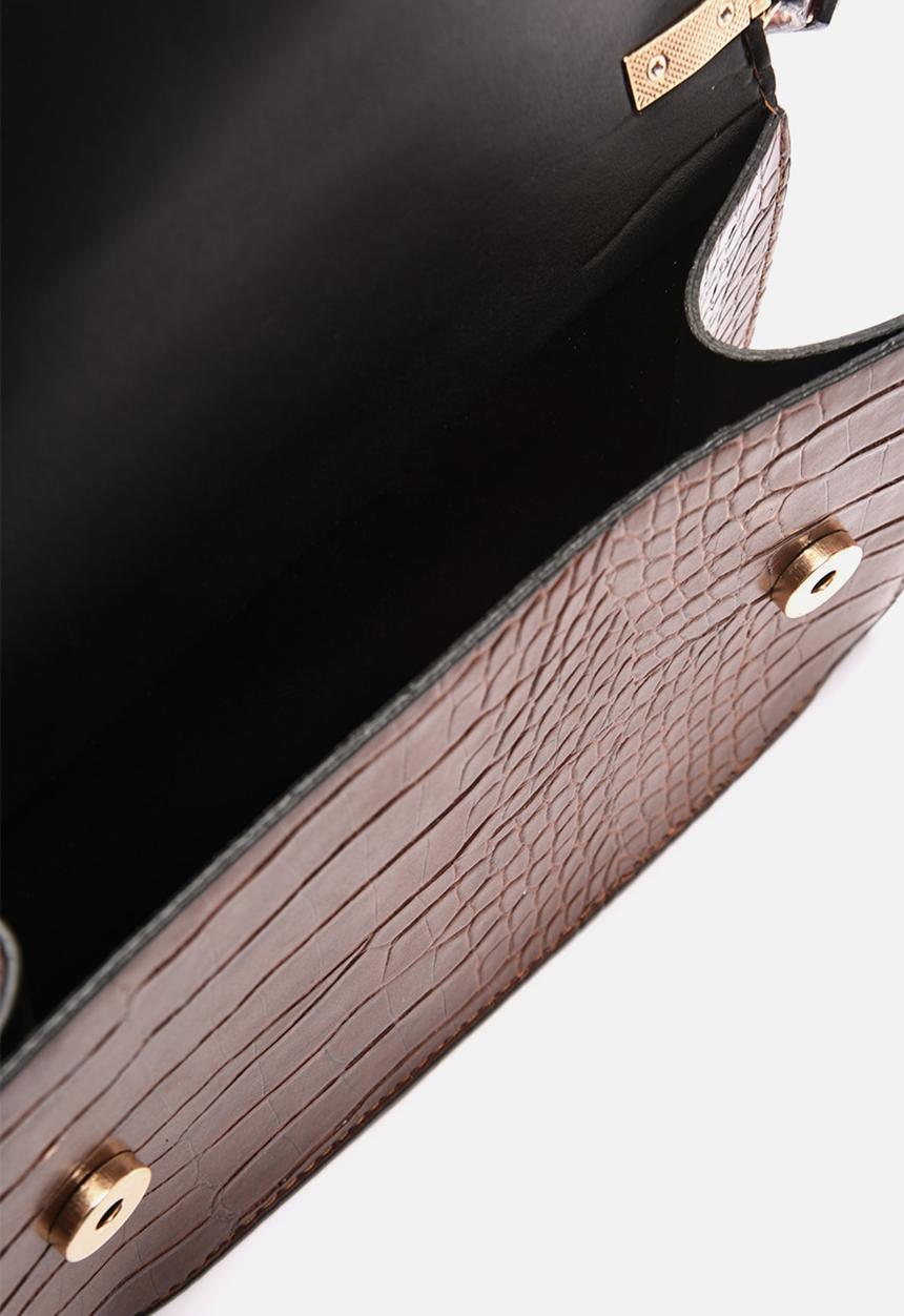 Trendyol - Faux croc underarm bag - tobacco