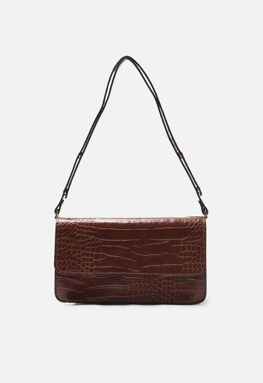 Trendyol - Faux croc underarm bag - tobacco