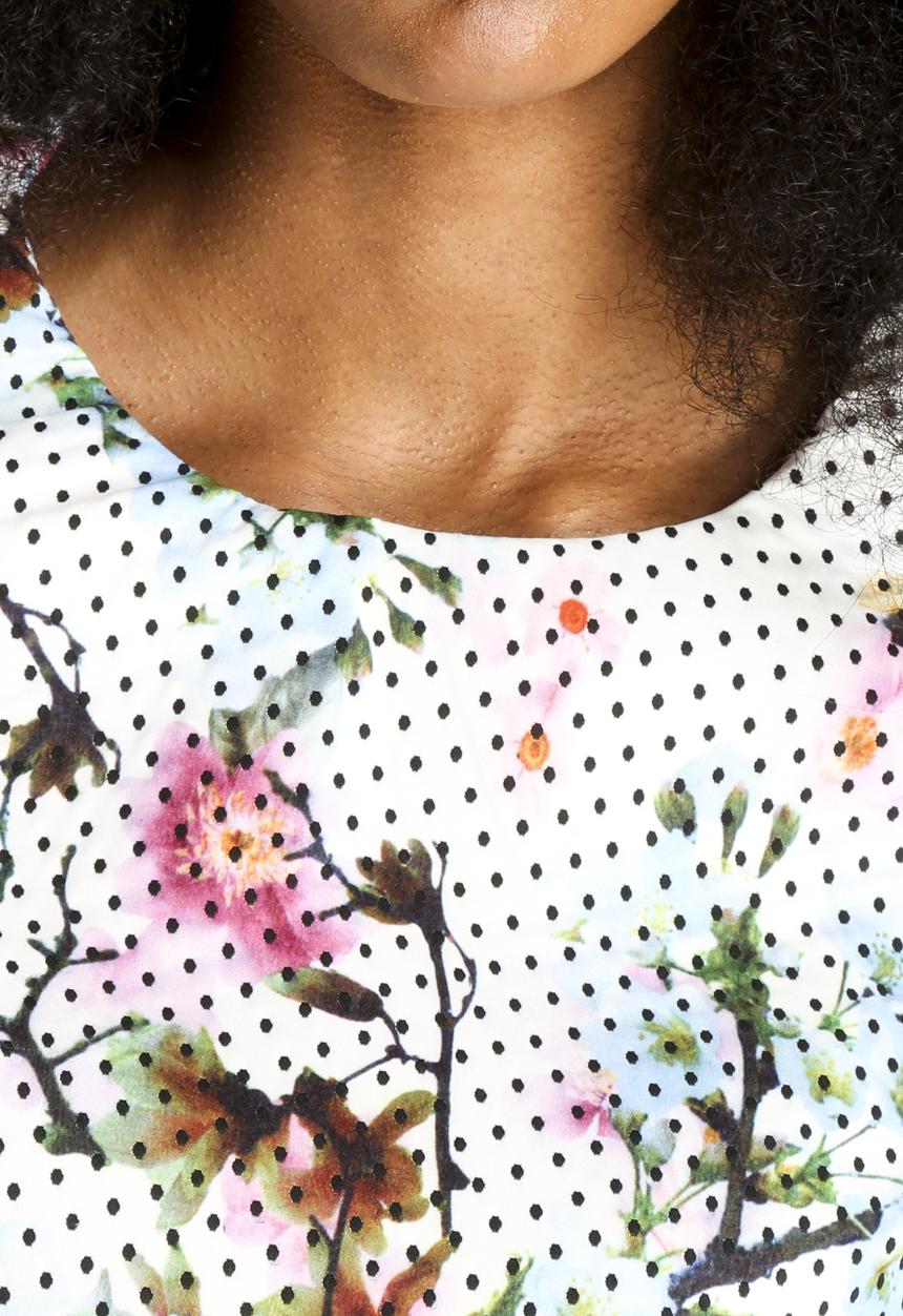 Dahlia - Spot and Flower Boxy Top