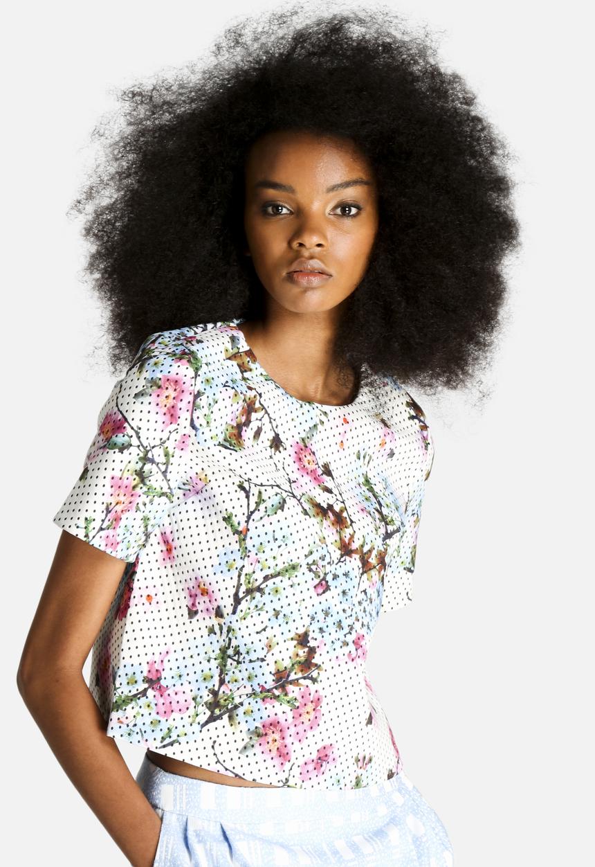 Dahlia - Spot and Flower Boxy Top