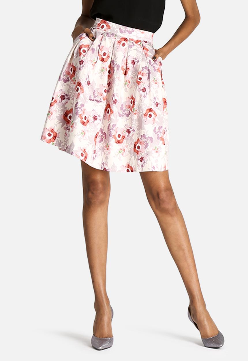 Dahlia - Floral Skirt with Zip Back Detail