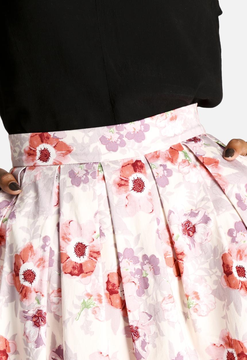Dahlia - Floral Skirt with Zip Back Detail