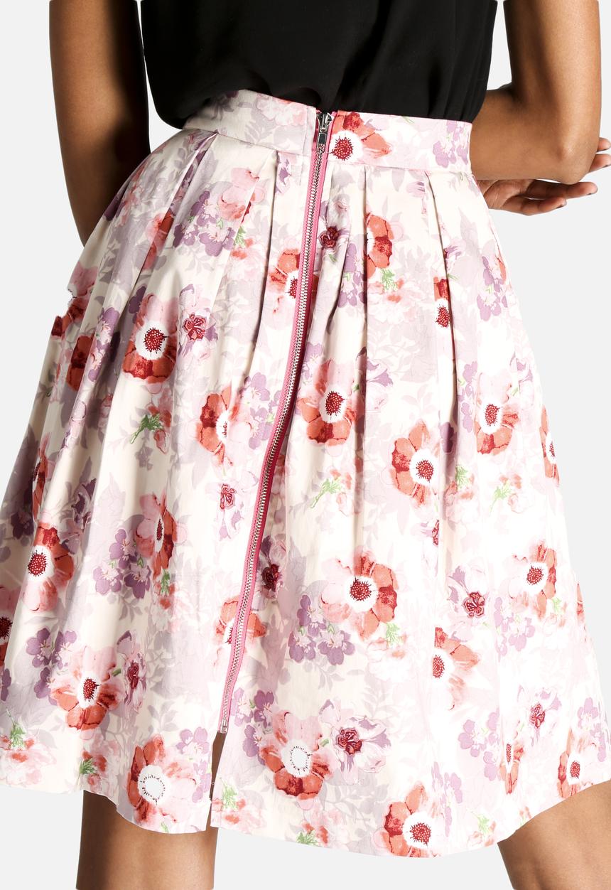Dahlia - Floral Skirt with Zip Back Detail