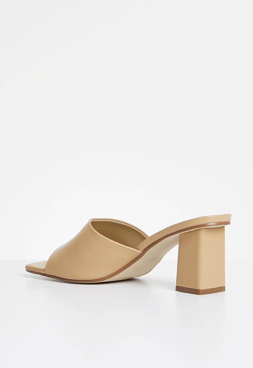 Missguided - Square toe block heel mule - sand