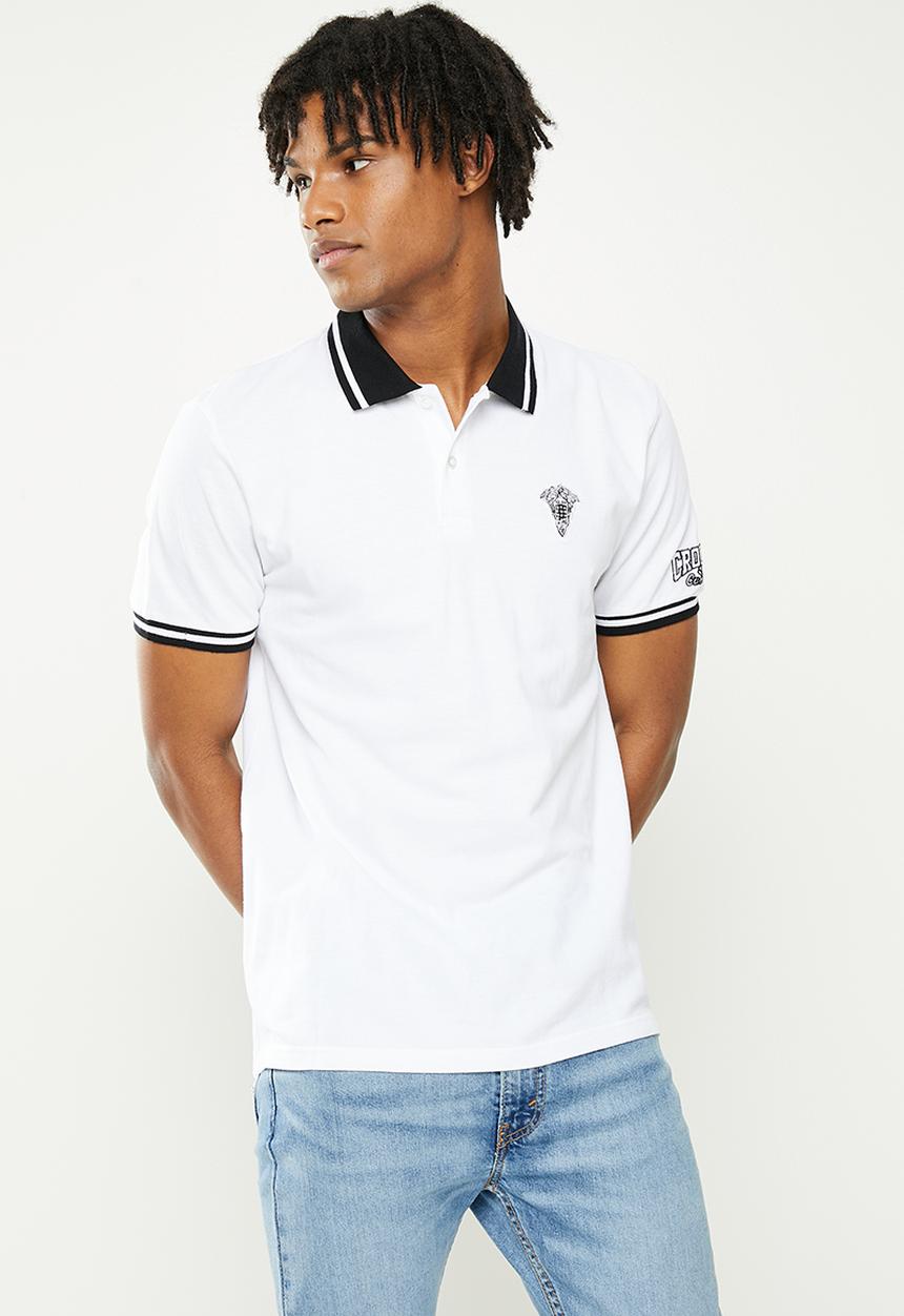 Crooks & Castle - Knit short sleeve polo - white