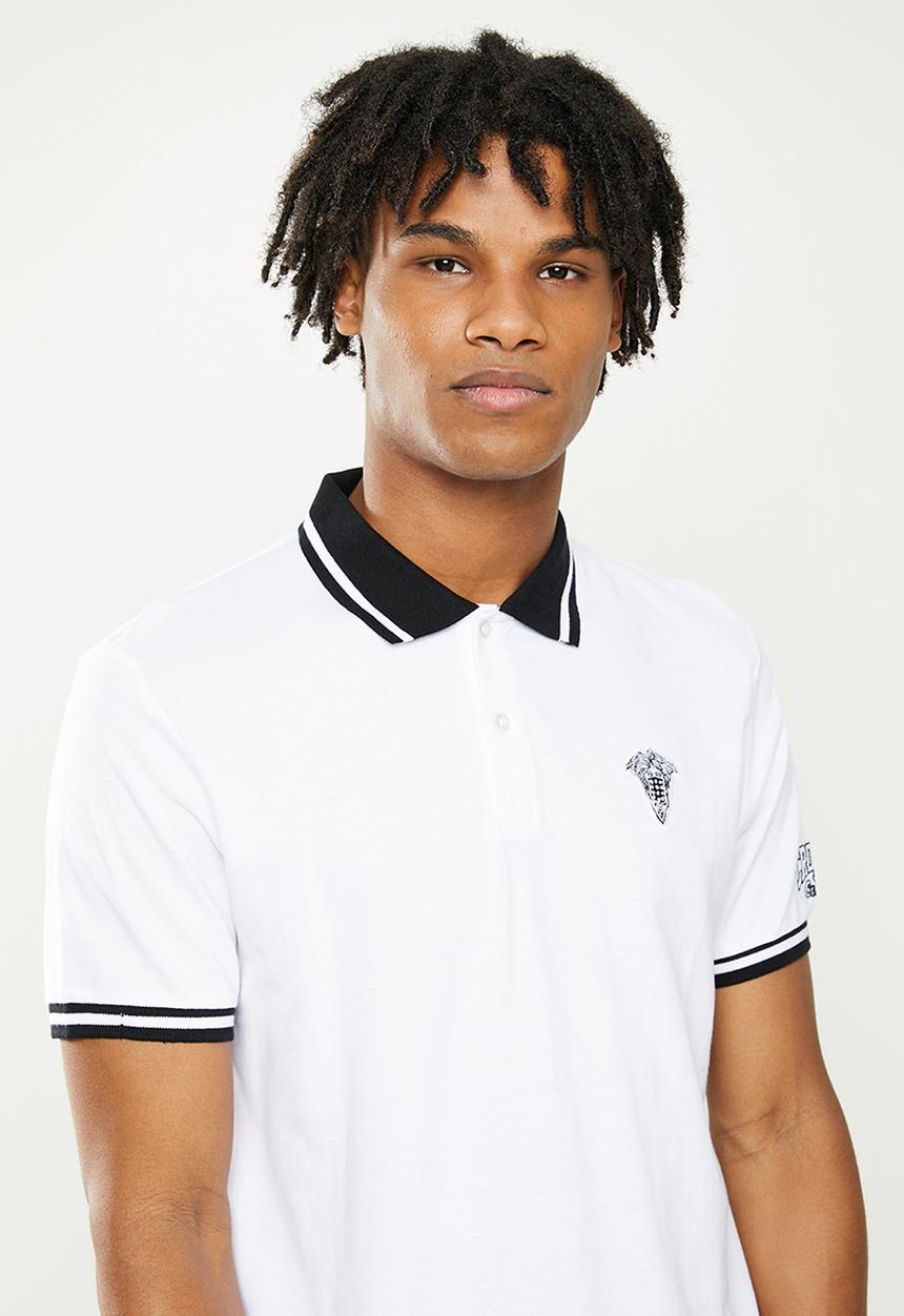 Crooks & Castle - Knit short sleeve polo - white