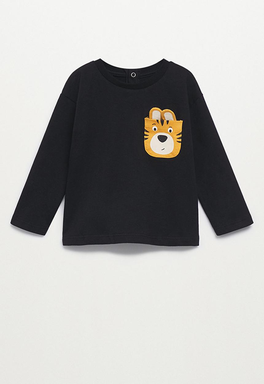 MANGO - T-shirt tiger - black