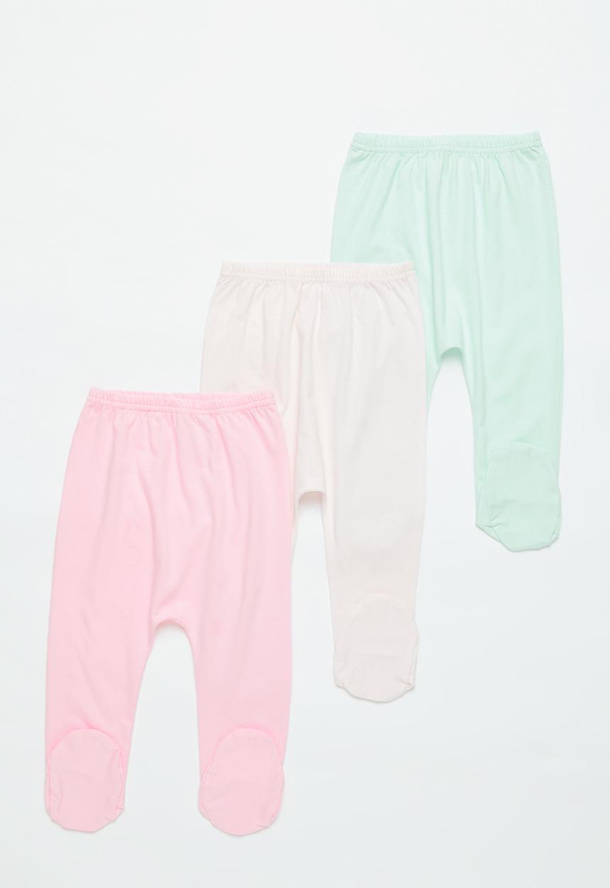Pop Candy - 3 pack footed leggings - light pink / medium pink / aqua