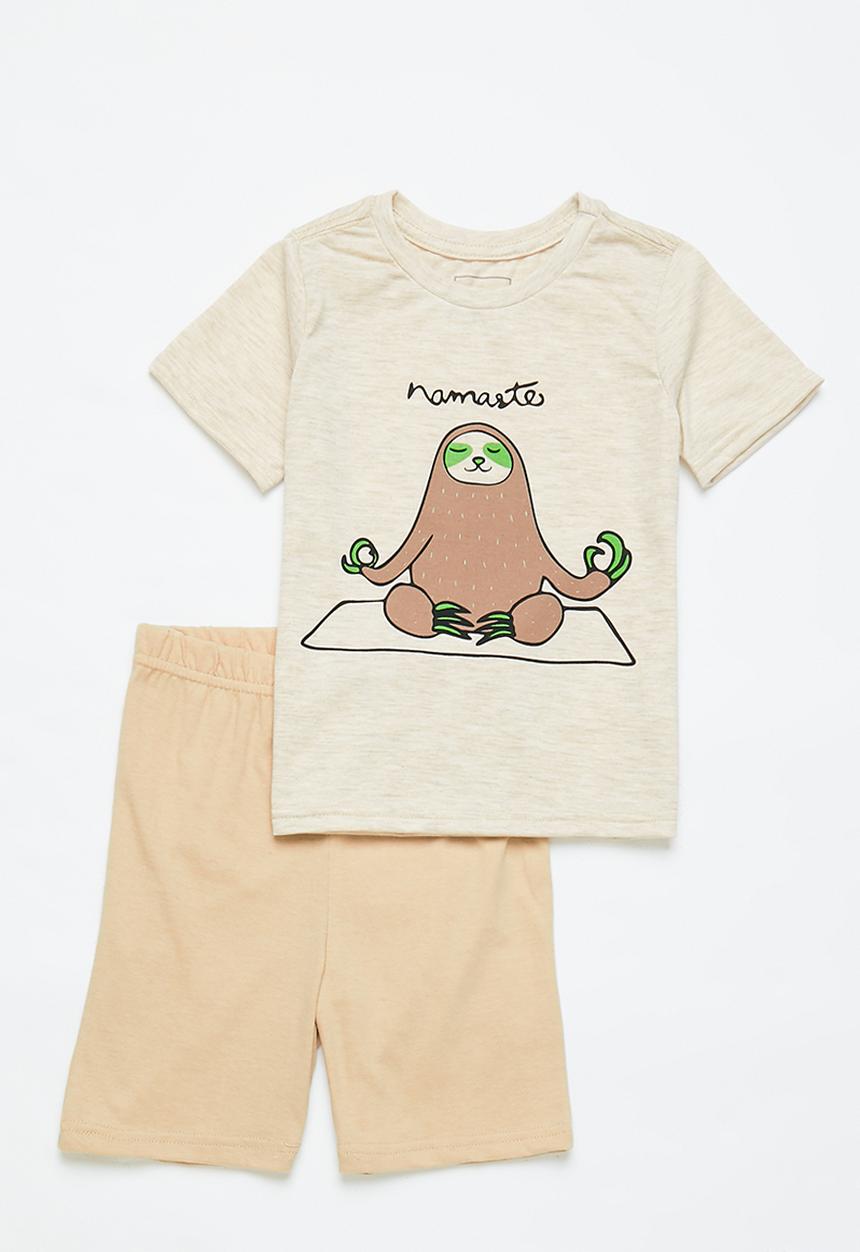 Pop Candy - Boys tee & shorts pj set - neutral