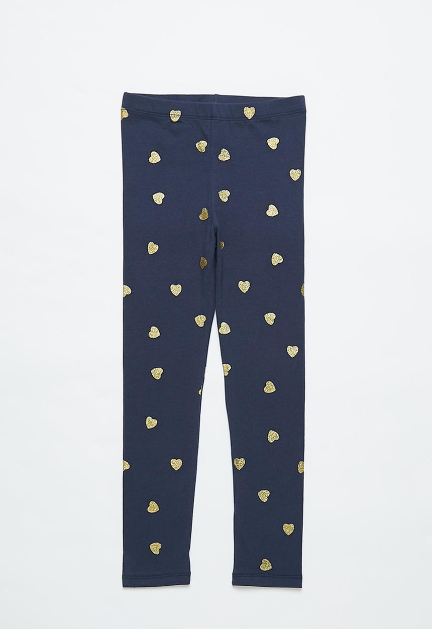 Pop Candy - Girls heart legging - navy & gold