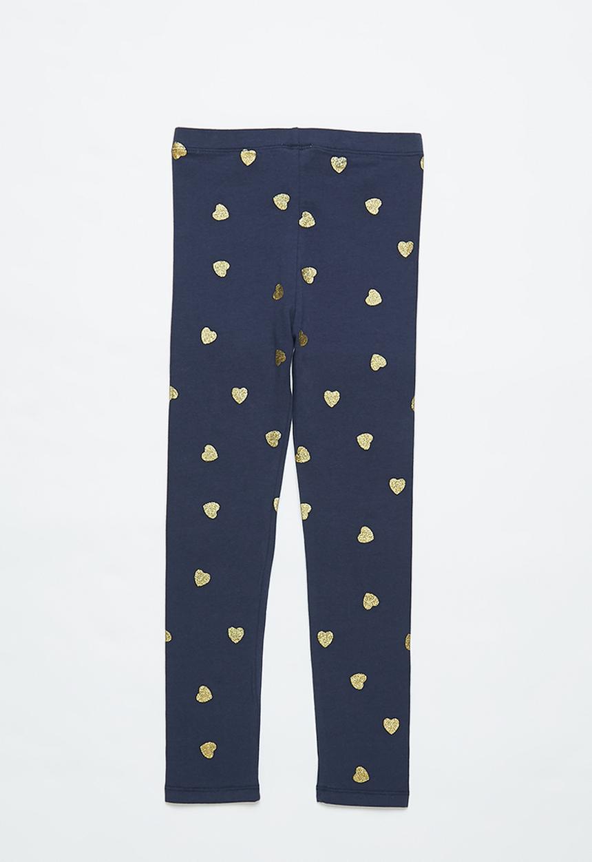Pop Candy - Girls heart legging - navy & gold