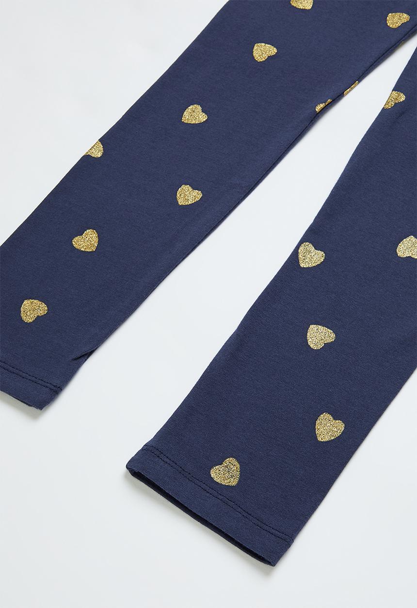 Pop Candy - Girls heart legging - navy & gold