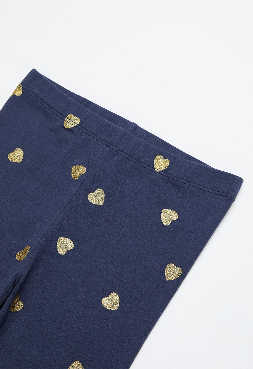 Pop Candy - Girls heart legging - navy & gold
