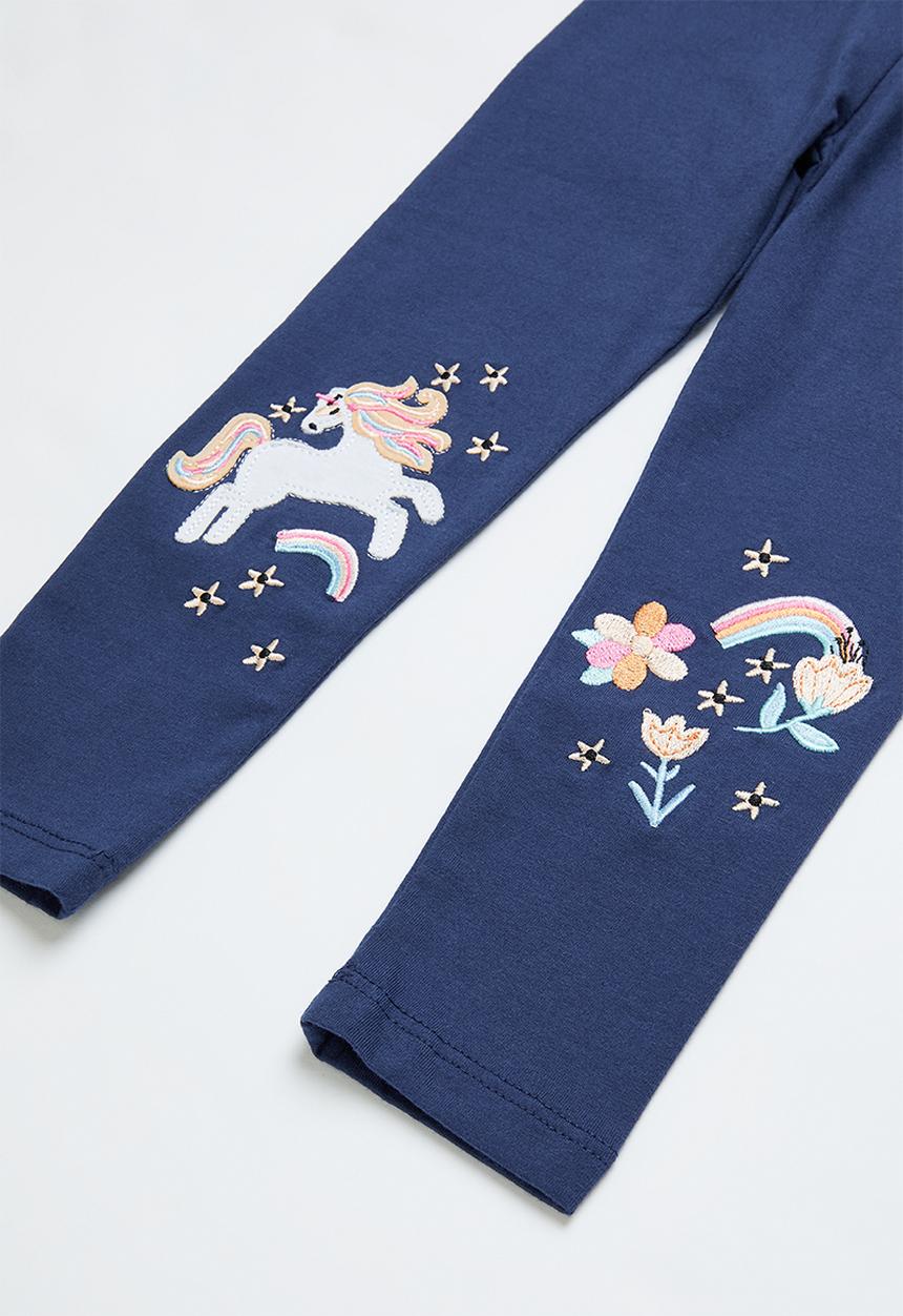 Pop Candy - Girls unicorn legging - navy