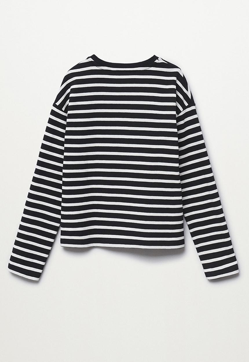 MANGO - T-shirt stripes - black
