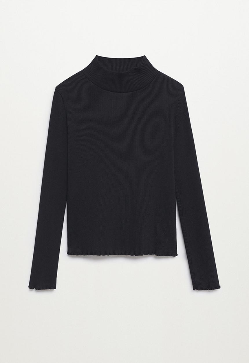 MANGO - T-shirt turborib - black