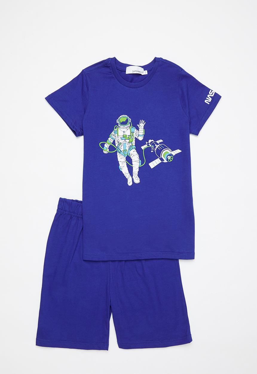 Superbalist - Boys nasa tee & shorts pj set - blue