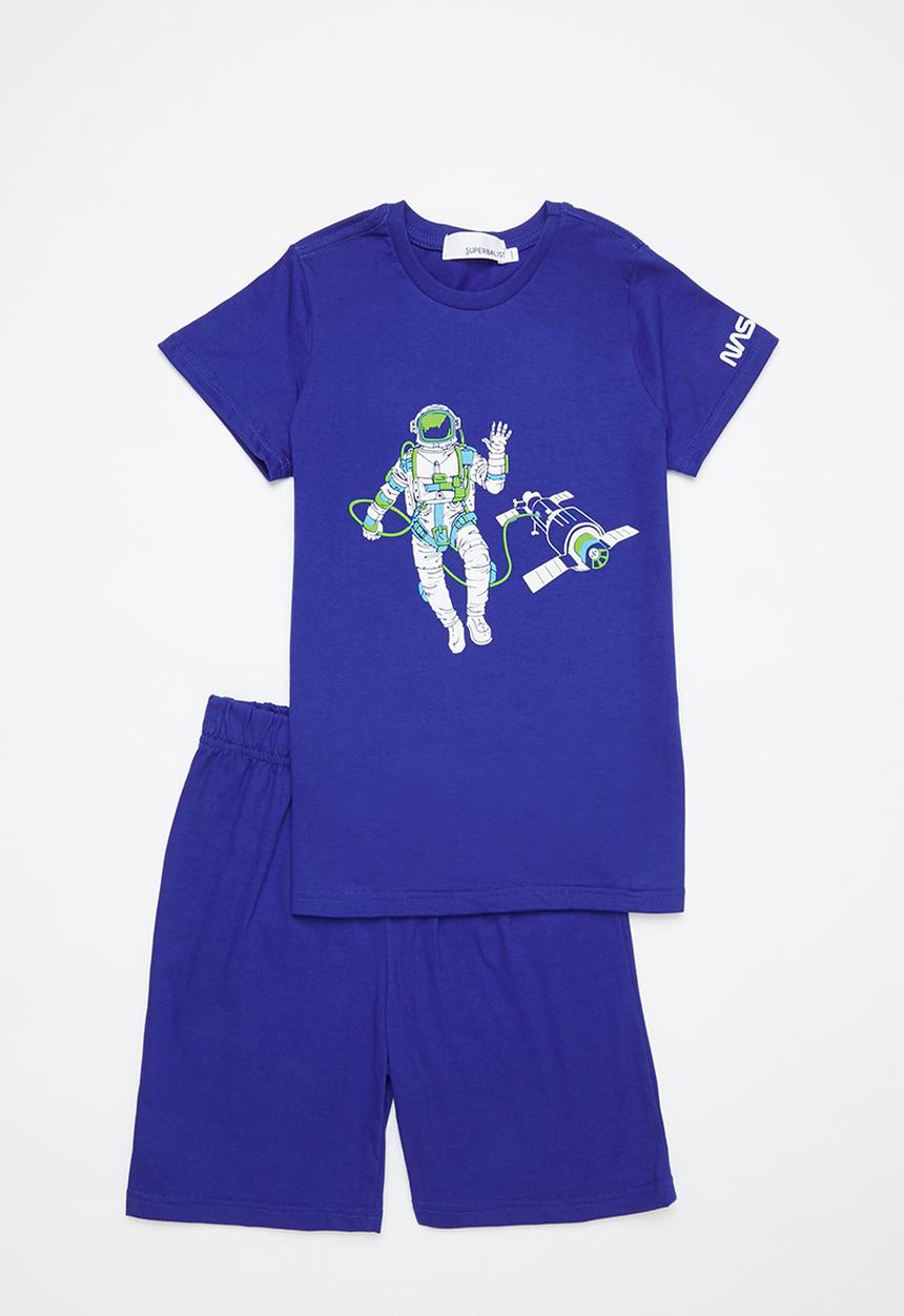 Superbalist Kids - Boys nasa tee & shorts pj set - blue