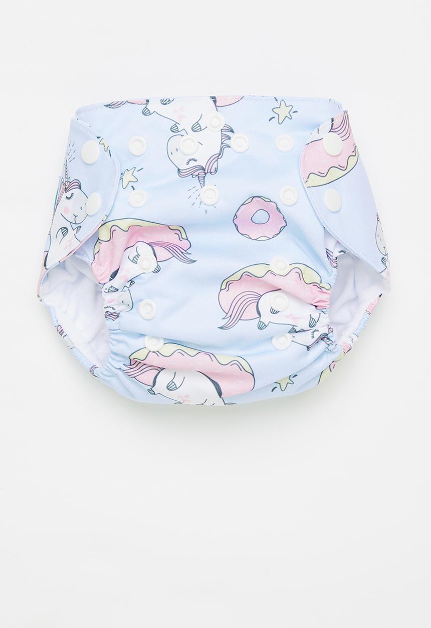 Bamboo Baby - Newborn all in one nappy - unicorn print 