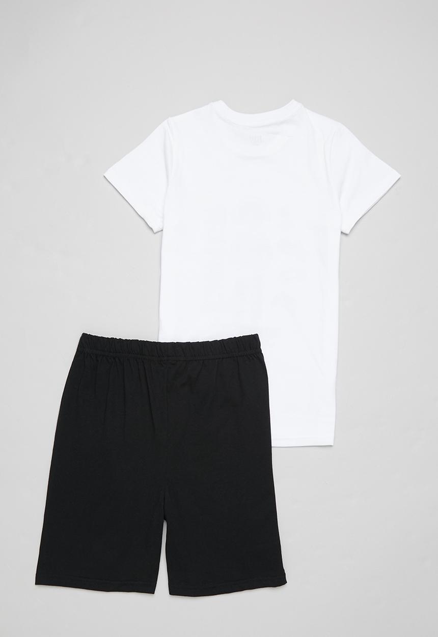 Rebel Republic - Boys tee & shorts pj set - black & white