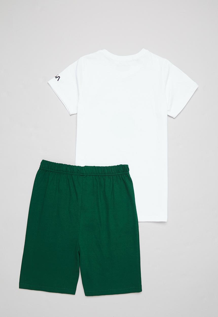 Superbalist Kids - Boys nasa tee & shorts pj set - white & green