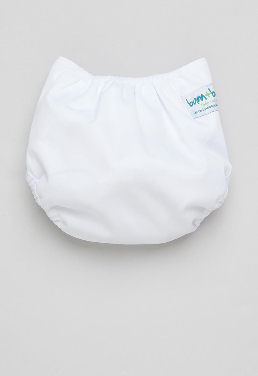 Bamboo Baby - Newborn waterproof cover - snap waist - white