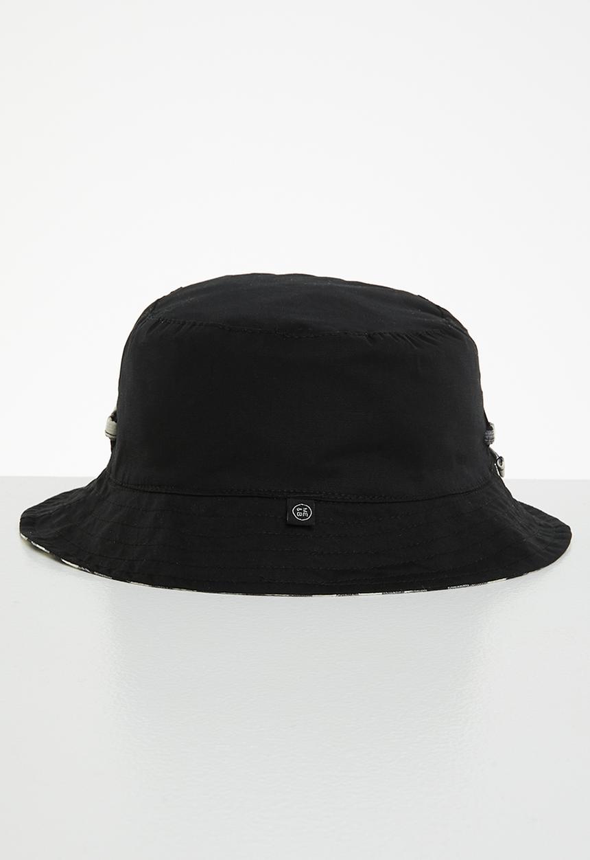 Me&B - Reversable bucket hat with large ties - black ginham