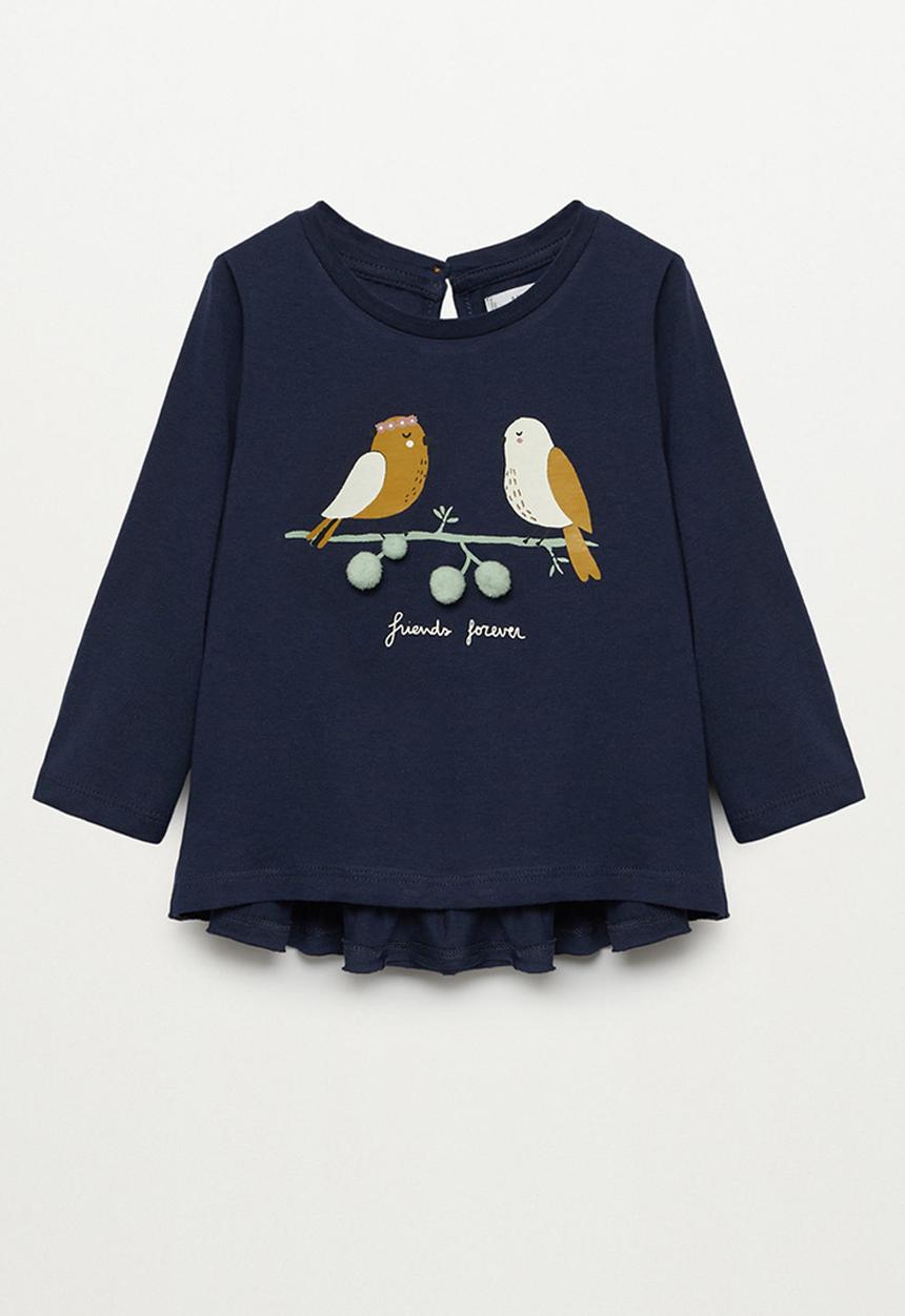 MANGO - T-shirt birdy - navy