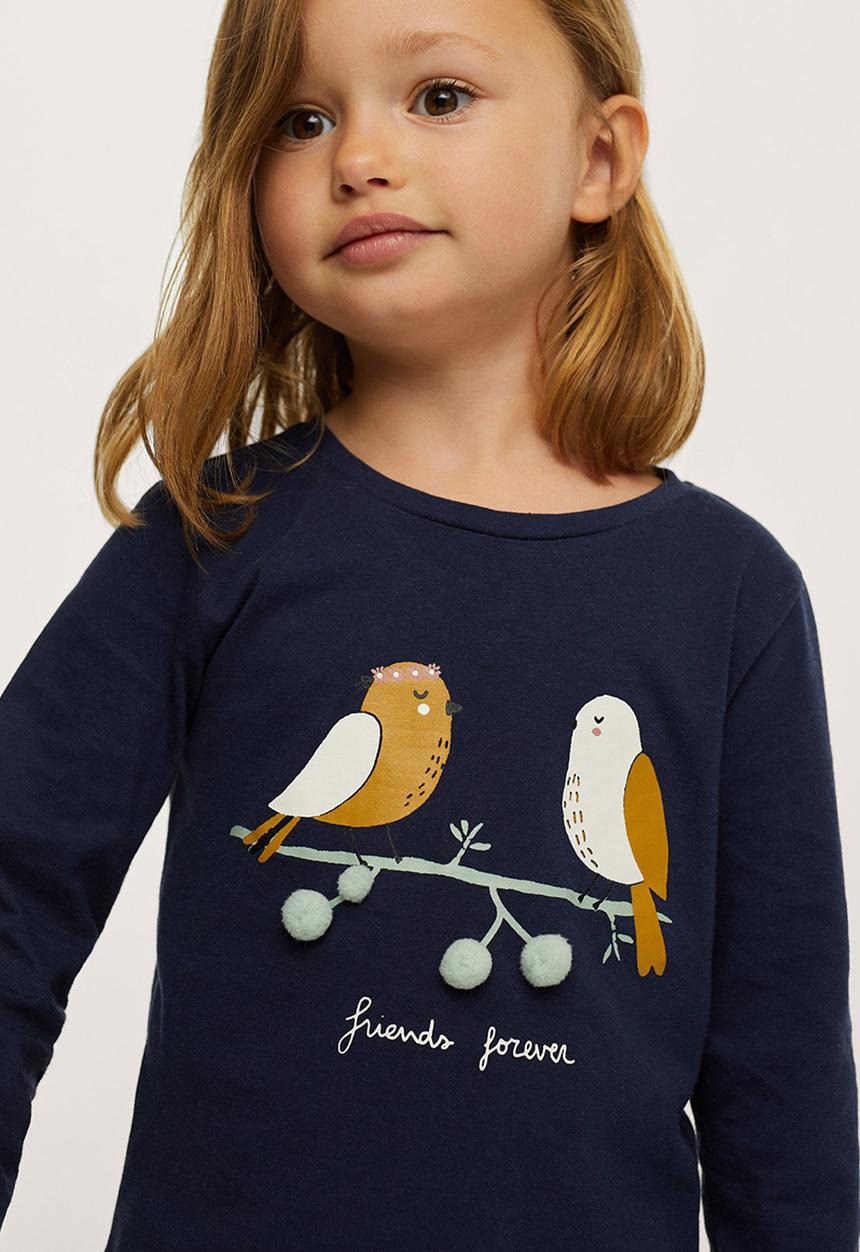 MANGO - T-shirt birdy - navy