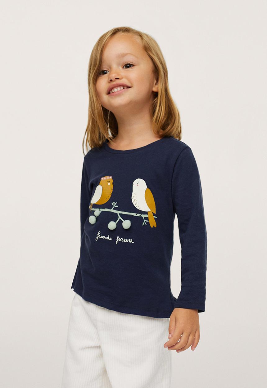 MANGO - T-shirt birdy - navy