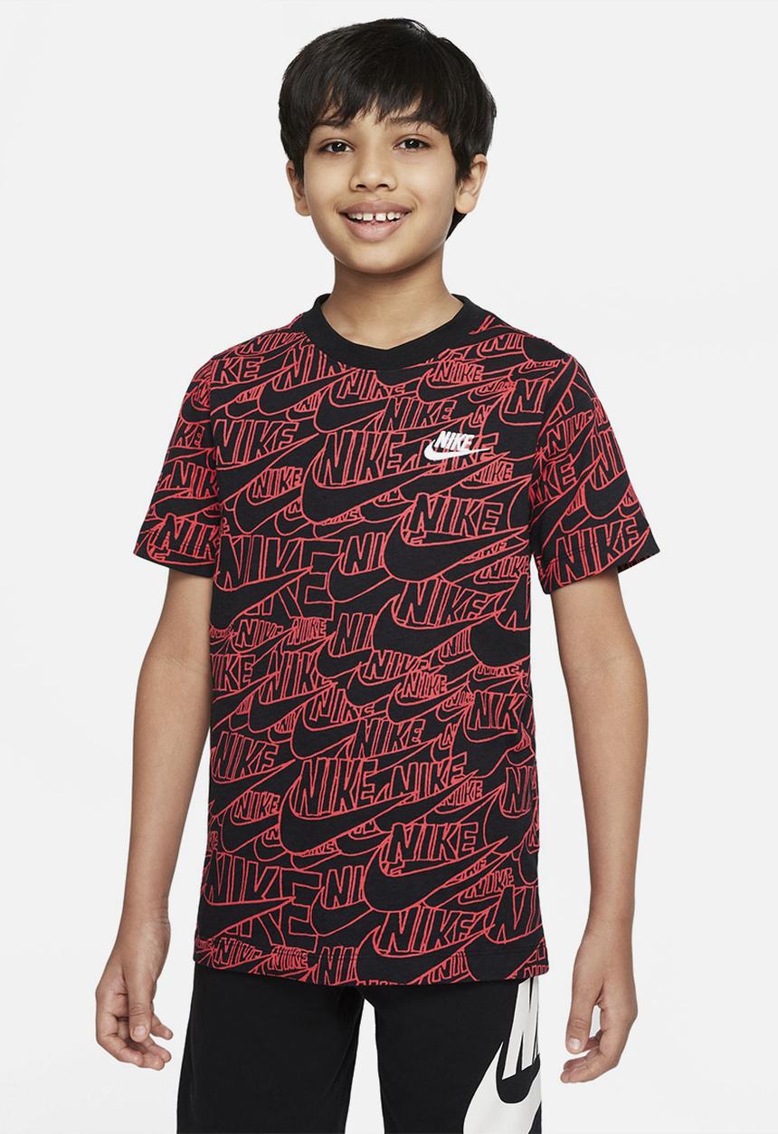Nike - B nsw tee kids aop - black & red