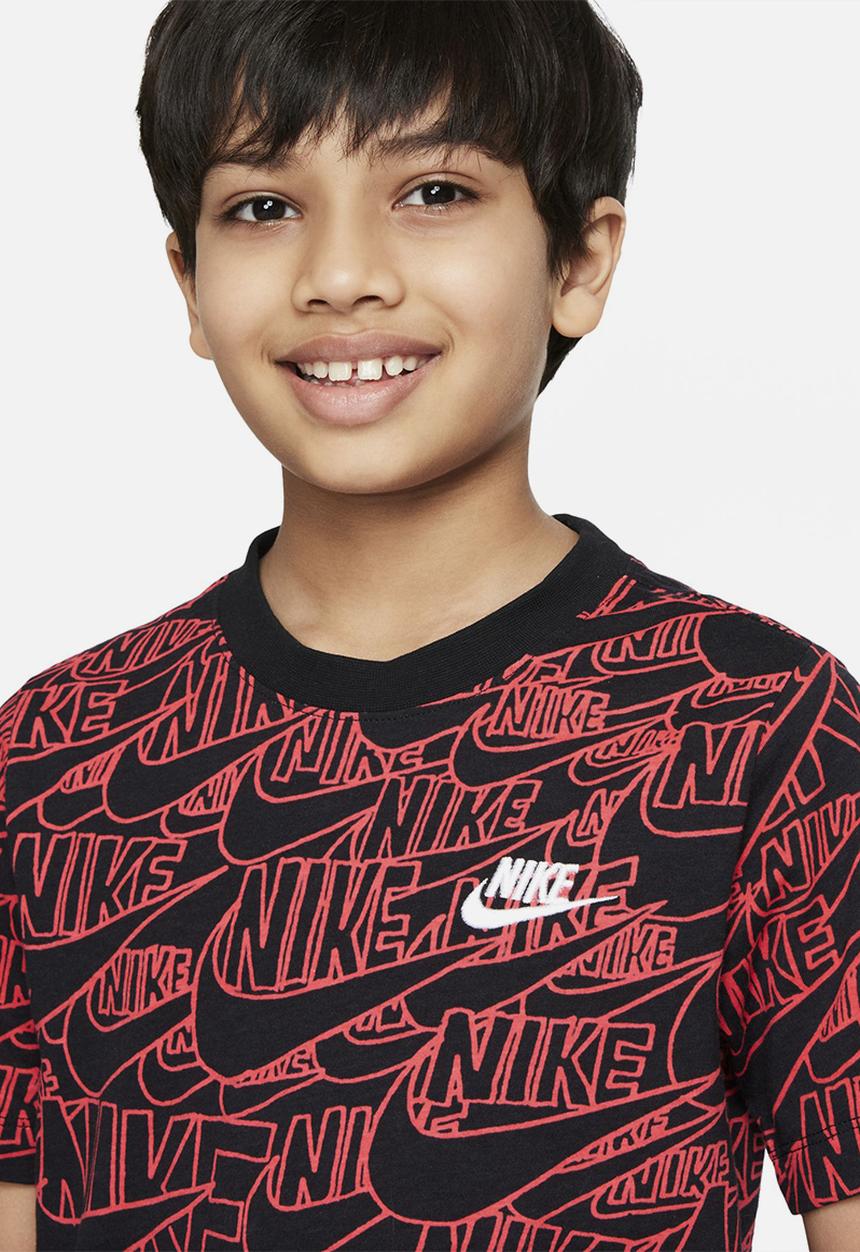 Nike - B nsw tee kids aop - black & red
