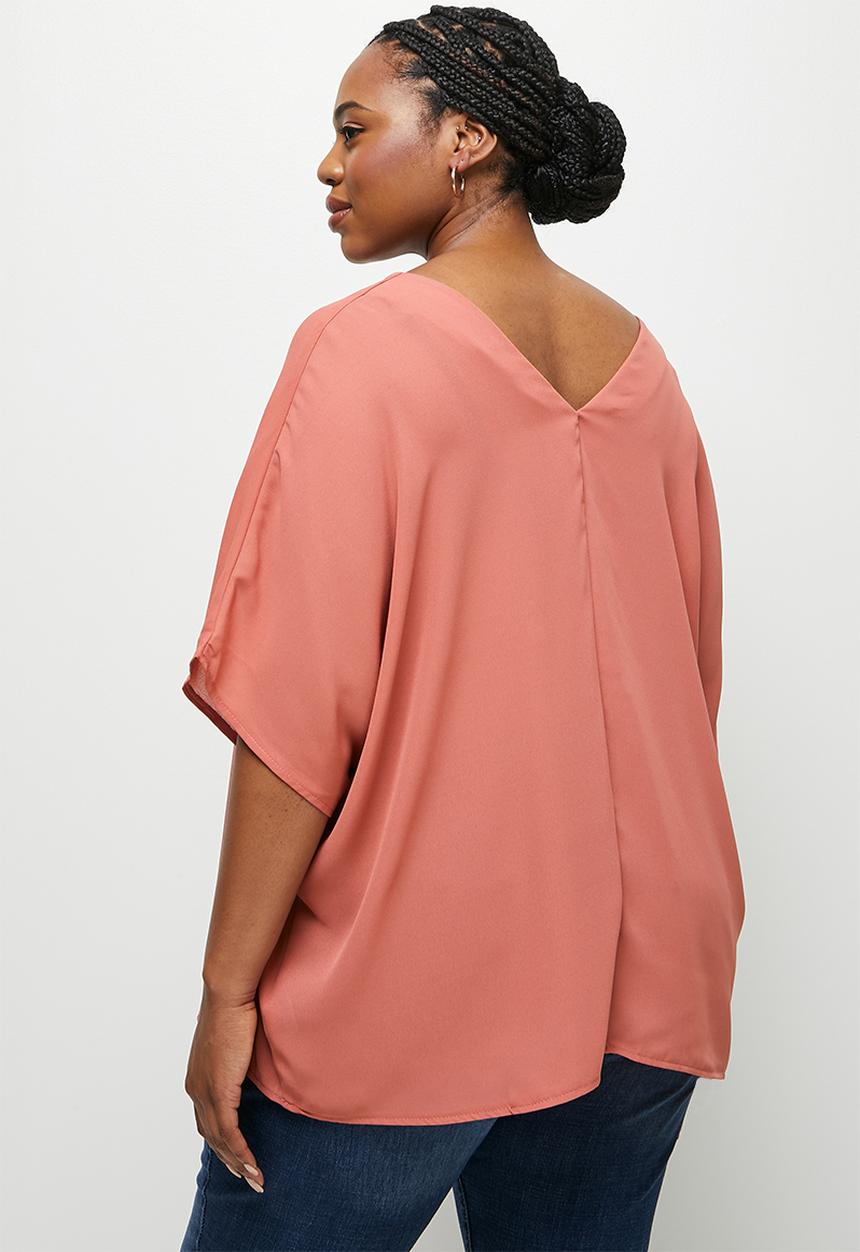 edit Plus - Plus longline soft blouse - dusty pink