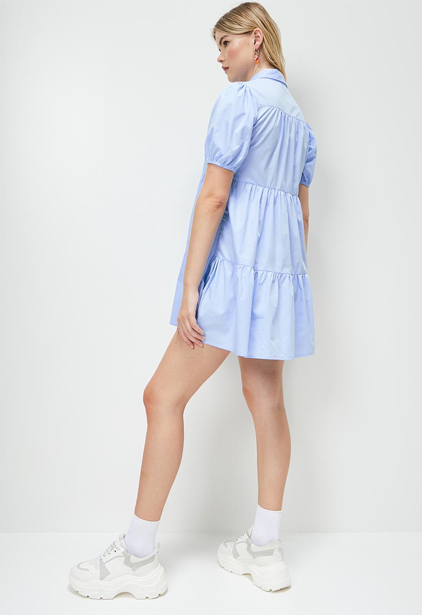 Blake - Tiered mini dress - powder blue