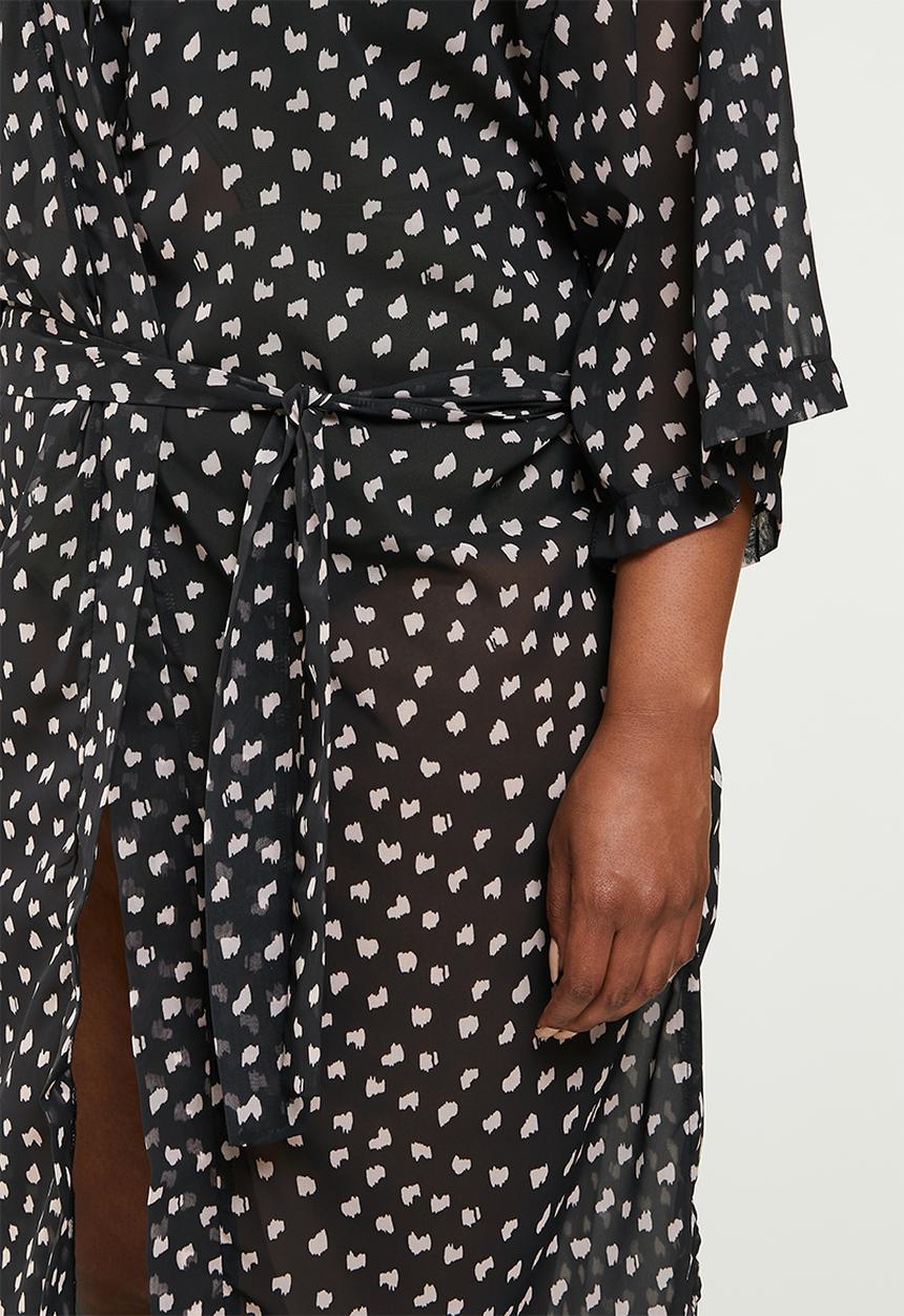 Me&B - Plus kimono - black & cream 