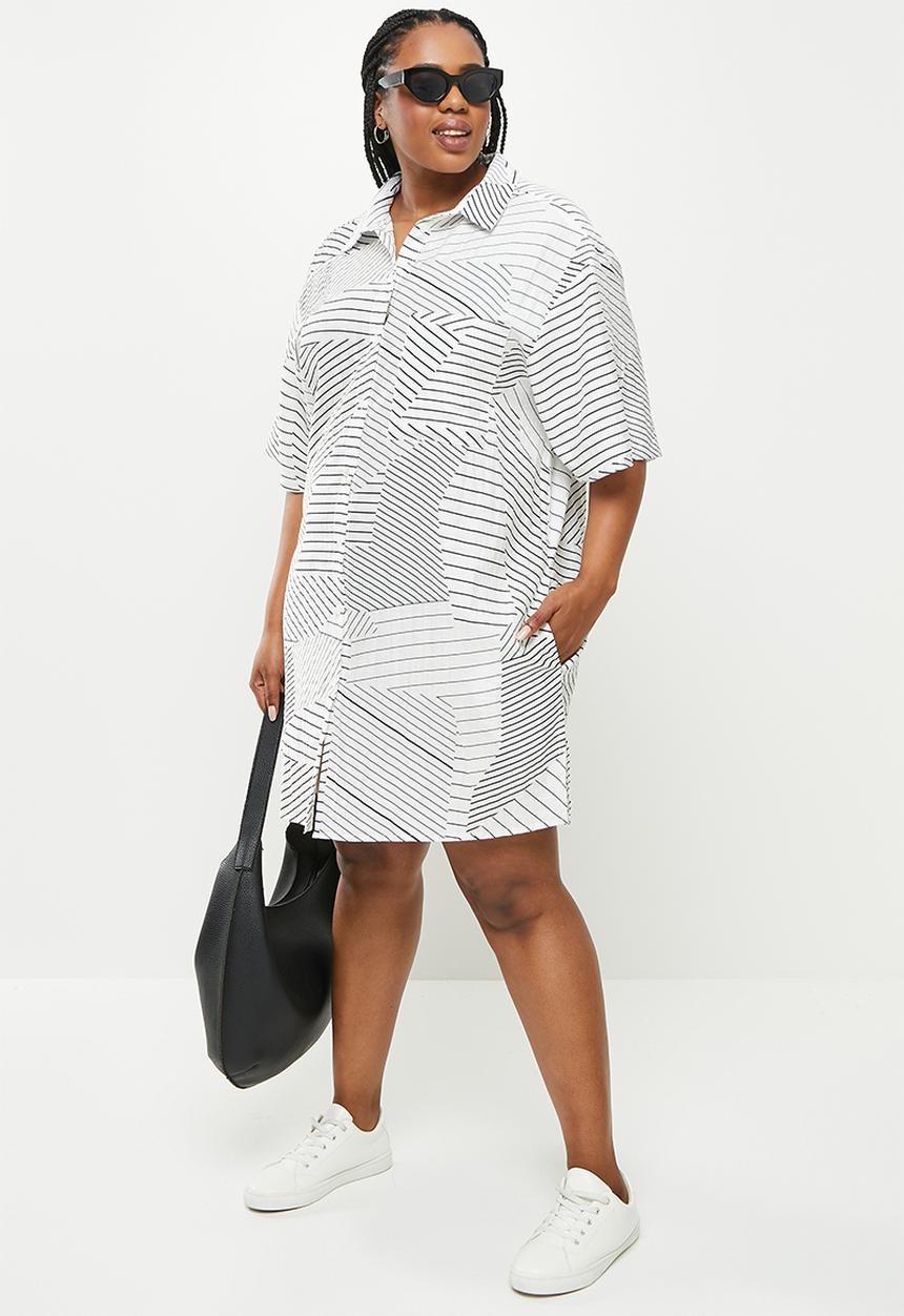 Me&B - Plus short shirtdress - black & white 