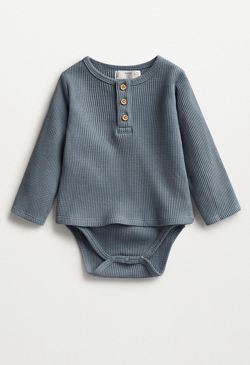 MANGO - T-shirt gofre - medium blue