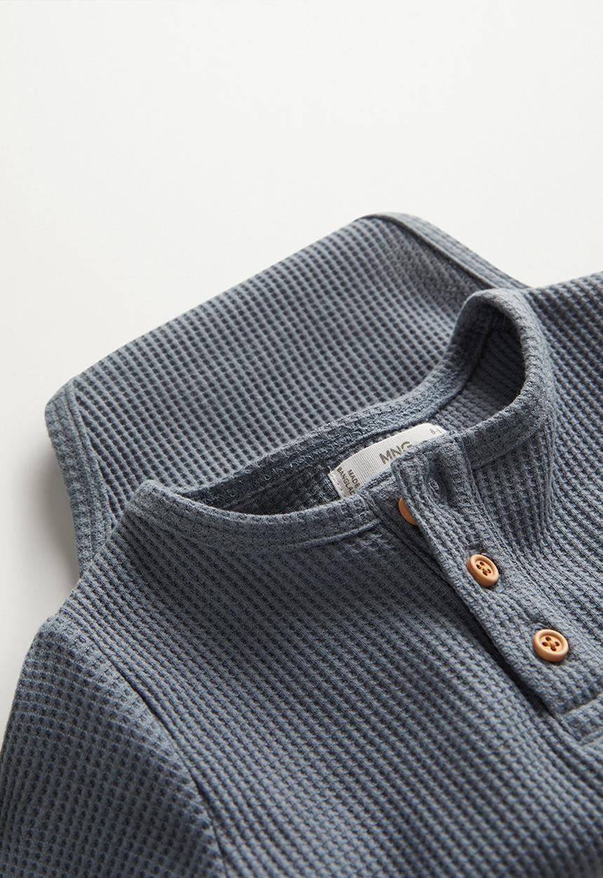 MANGO - T-shirt gofre - medium blue