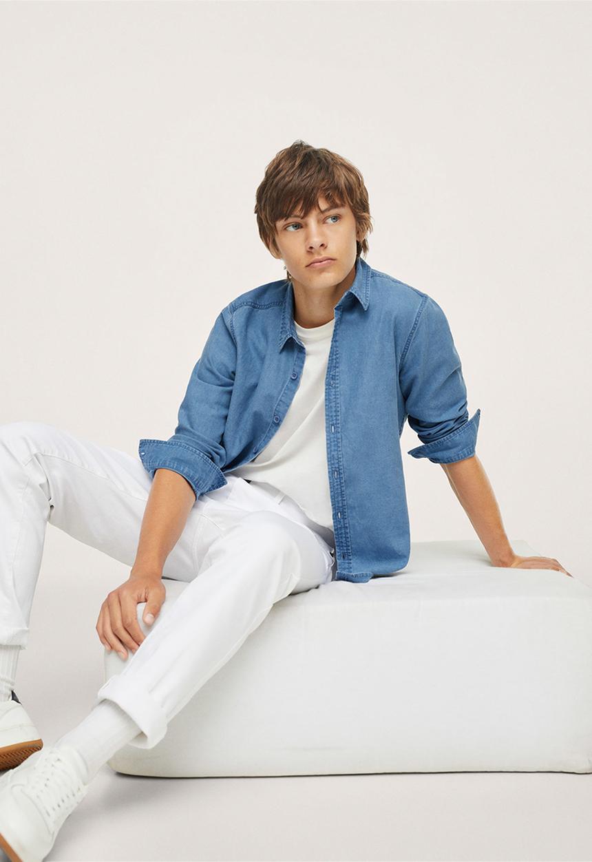MANGO - Shirt bray - open blue