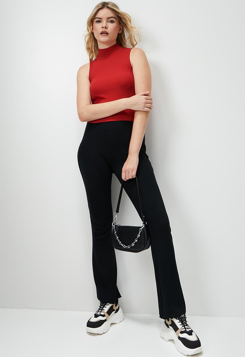 Blake - Racer turtleneck cropped vest - red