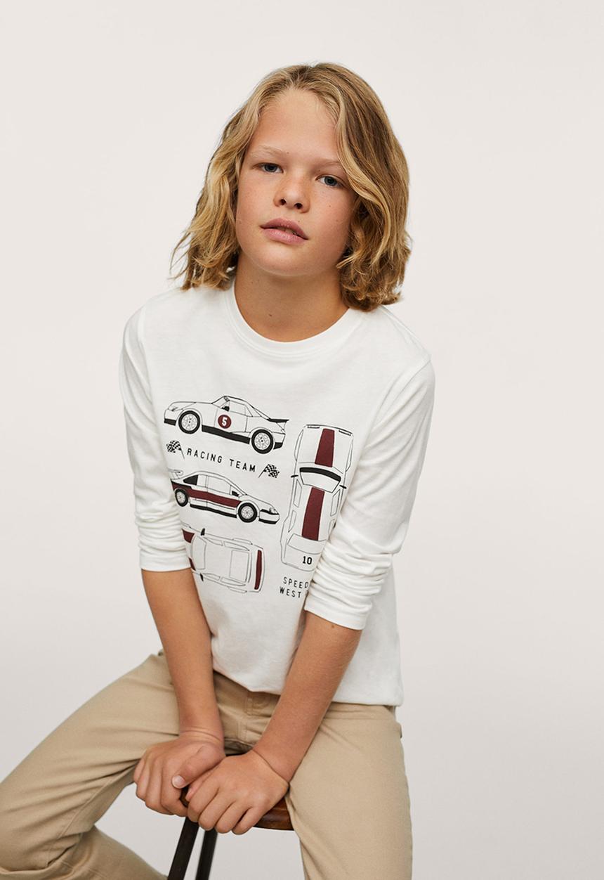 MANGO - T-shirt racing - natural