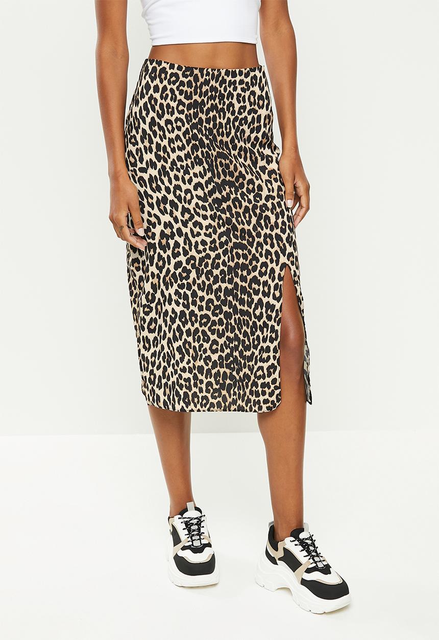 Trendyol - Slit skirt - brown & black 